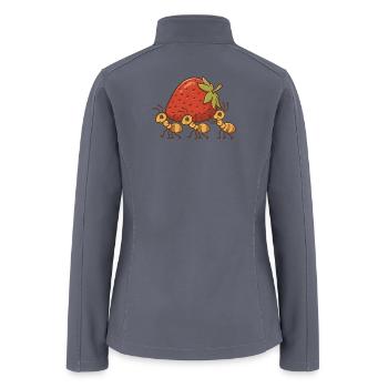 Cute Ants Carrying Strawberry Funny Summer Bug - Women’s Soft Shell Jacket - gray - Back