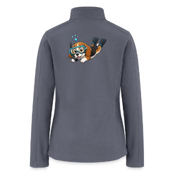 Cute Beagle Snorkeling Cartoon - Women’s Soft Shell Jacket - gray - Back