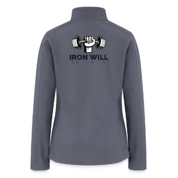 Iron Will Gym T-Shirt | No Limits Fitness Apparel - Women’s Soft Shell Jacket - gray - Back
