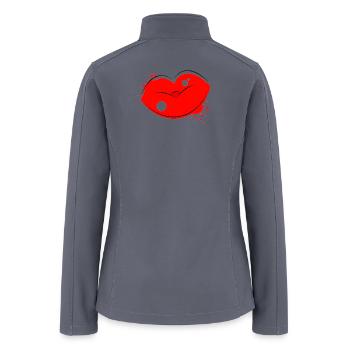 Bold Red Lips Pop Art Vector Graphic - Women’s Soft Shell Jacket - gray - Back