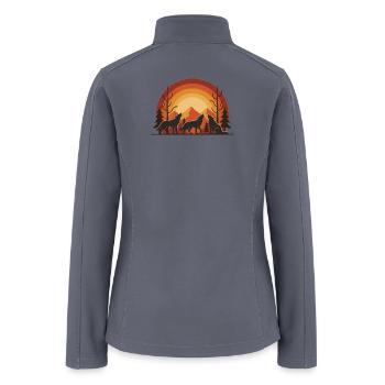 Wolf Howling Sunset Wilderness - Women’s Soft Shell Jacket - gray - Back