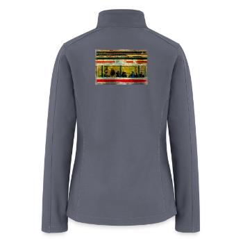 Colorful Subway Portraits with Floral Overlay - Women’s Soft Shell Jacket - gray - Back