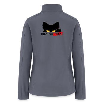 Noir Cat Threat Eyes Emblem - Women’s Soft Shell Jacket - gray - Back