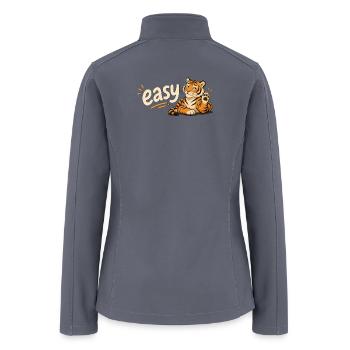 Easy Tiger | Funny Relaxed Tiger Cartoon - Women’s Soft Shell Jacket - gray - Back