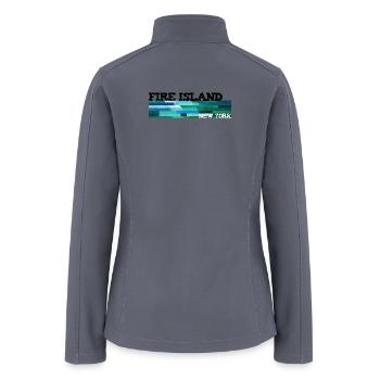 Fire Island groovy blues greens water taxi ferry - Women’s Soft Shell Jacket - gray - Back