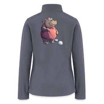 Hippo Golf / Golfing Hippopotamus - Women’s Soft Shell Jacket - gray - Back