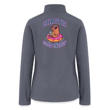 Chaotic Good Energy Capybara Donut Boba Summer - Women’s Soft Shell Jacket - gray - Back