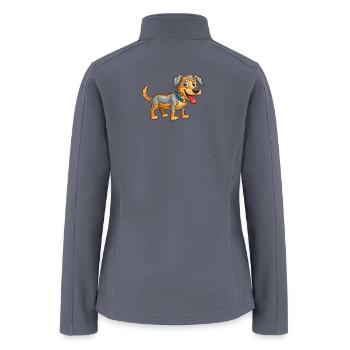 Vibrant Cartoon Dog with Blue Collar - Women’s Soft Shell Jacket - gray - Back