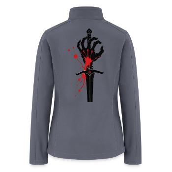 Dark Fantasy Hand and Sword Illustration - Women’s Soft Shell Jacket - gray - Back