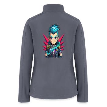 Shades of Rebellion: The Punk with Blue Hair - Women’s Soft Shell Jacket - gray - Back