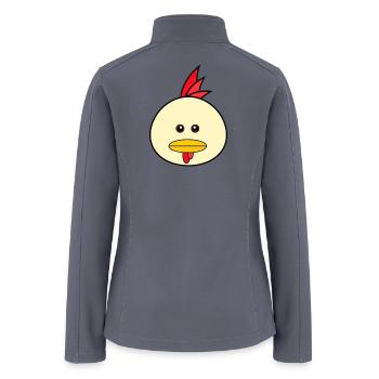 Cute Cartoon Chicken Head Vector Illustration - Women’s Soft Shell Jacket - gray - Back