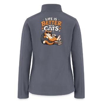 Life Is Better With Cats – Cute Funny Cat Lover - Women’s Soft Shell Jacket - gray - Back