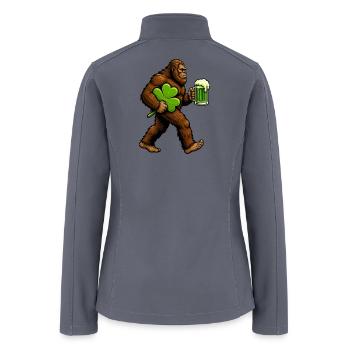 Bigfoot Shamrock Funny St. Patrick's Day Bigfoot - Women’s Soft Shell Jacket - gray - Back