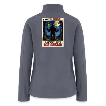 Funny Bigfoot Ice Cream UFO Shirt - Women’s Soft Shell Jacket - gray - Back