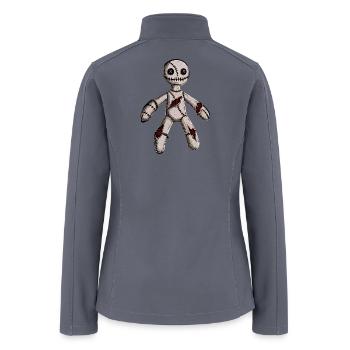 Grunge Stitch Doll Plush Design - Women’s Soft Shell Jacket - gray - Back