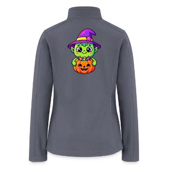 Cute Pumpkin Goblin Witch - Women’s Soft Shell Jacket - gray - Back