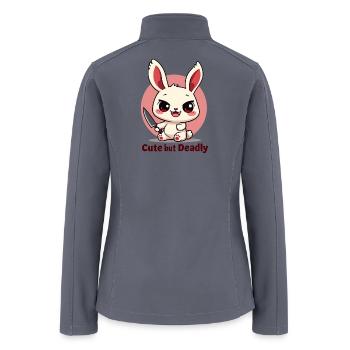 Cute Bunny with a Dagger Design - Women’s Soft Shell Jacket - gray - Back