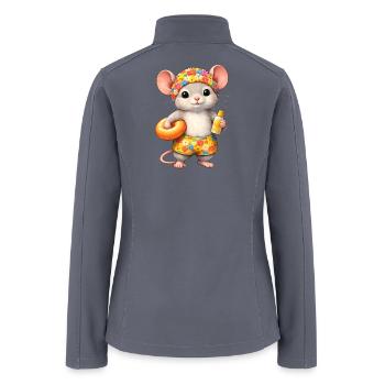 Cute Mouse on Summer Vacation - Women’s Soft Shell Jacket - gray - Back