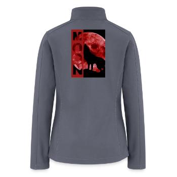 Moonlit Wolf Howl Silhouette - Women’s Soft Shell Jacket - gray - Back