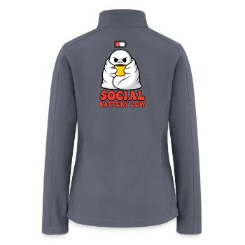 Funny Social Battery Low Introvert Ghost Coffee - Women’s Soft Shell Jacket - gray - Back