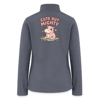 Cute but Mighty Hippo - Women’s Soft Shell Jacket - gray - Back