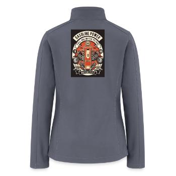 Gasoline Power Vintage Motorcycle Emblem - Women’s Soft Shell Jacket - gray - Back