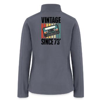 Retro Cassette on Vibrant Stripes - Women’s Soft Shell Jacket - gray - Back