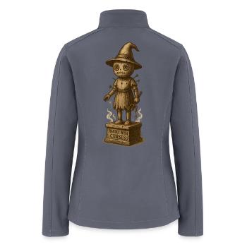 Haunted Witch Doll Statue - Women’s Soft Shell Jacket - gray - Back
