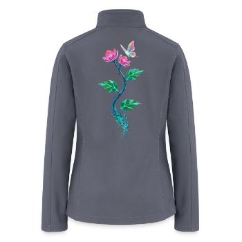 Neon Bloom with Butterfly - Women’s Soft Shell Jacket - gray - Back