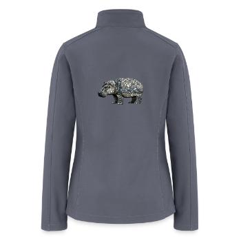 Grayscale Pebble Hippopotamus - Women’s Soft Shell Jacket - gray - Back