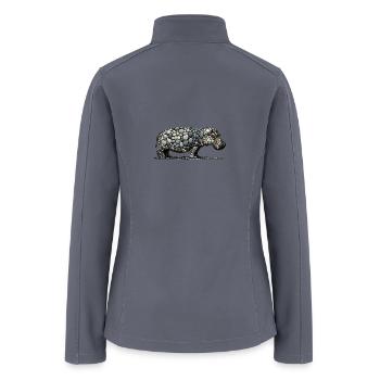 Monochrome Mosaic Hippopotamus -Pebble Art - Women’s Soft Shell Jacket - gray - Back