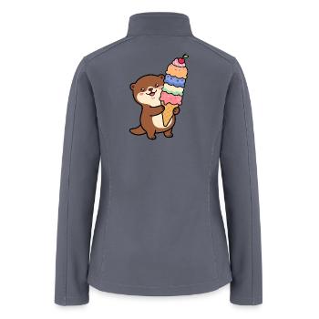 Otter Rainbow Ice Cream Cone - Women’s Soft Shell Jacket - gray - Back