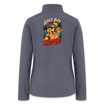 Good Boy With Bad Ideas Funny Golden Retriever Sum - Women’s Soft Shell Jacket - gray - Back