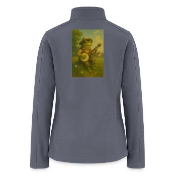Frog Musician in Serene Field - Women’s Soft Shell Jacket - gray - Back
