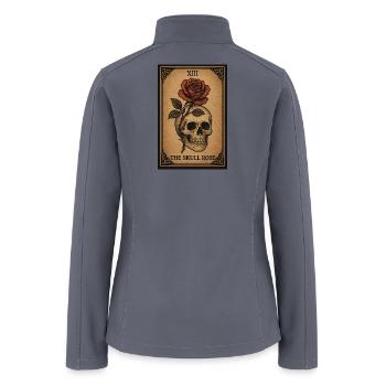 The Skull Rose Tarot Card Design - Women’s Soft Shell Jacket - gray - Back