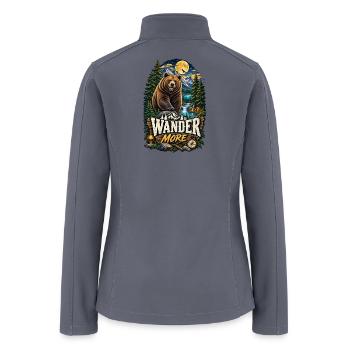 Wander More: Bear Wilderness Adventure - Women’s Soft Shell Jacket - gray - Back