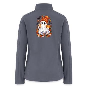 Cute Spooky Ghost T-Shirt, Halloween - Women’s Soft Shell Jacket - gray - Back