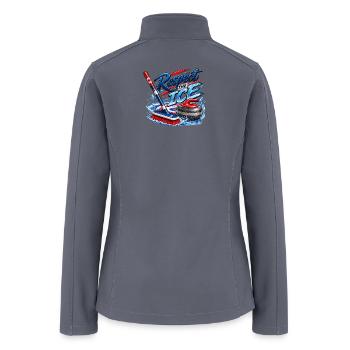 Respect The Ice Curling Shirt | Curler Humor Merch - Women’s Soft Shell Jacket - gray - Back