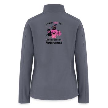 Pink Halloween Cats and Pumpkins - Women’s Soft Shell Jacket - gray - Back