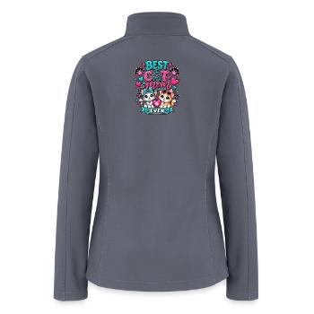 Blue and pink Best Cat Mom Ever - Women’s Soft Shell Jacket - gray - Back