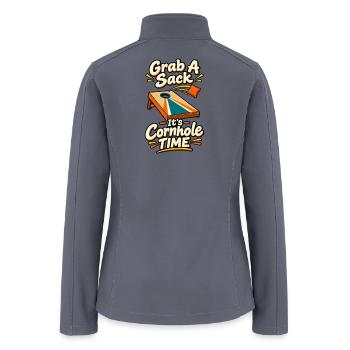 Cornhole Time Slogan Art - Women’s Soft Shell Jacket - gray - Back