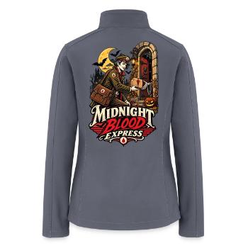Midnight Blood Express — Vampire Courier Halloween - Women’s Soft Shell Jacket - gray - Back