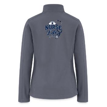 Nurse Life - Stethoscope Heartbeat Design - Women’s Soft Shell Jacket - gray - Back