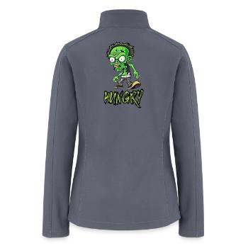 Funny Little Green Zombie Illustration- - Women’s Soft Shell Jacket - gray - Back