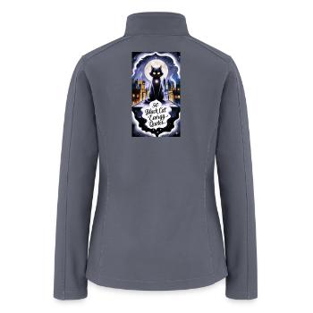 50 Black Cat Energy Quotes – Mystic Aesthetic Cat  - Women’s Soft Shell Jacket - gray - Back