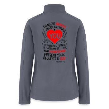 Do not be Anxious but Give Thanks - Women’s Soft Shell Jacket - gray - Back