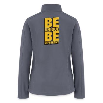 Be Unique Be Different Bold Typography - Women’s Soft Shell Jacket - gray - Back