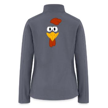 Funny Cartoon Chicken Face Big Eyes Cute Animal - Women’s Soft Shell Jacket - gray - Back