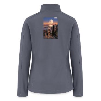 Mediterranean Moonrise Over Coastal Town – Surreal - Women’s Soft Shell Jacket - gray - Back