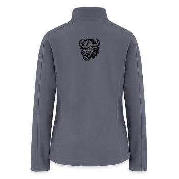 Tribal Bison Head Silhouette - Women’s Soft Shell Jacket - gray - Back